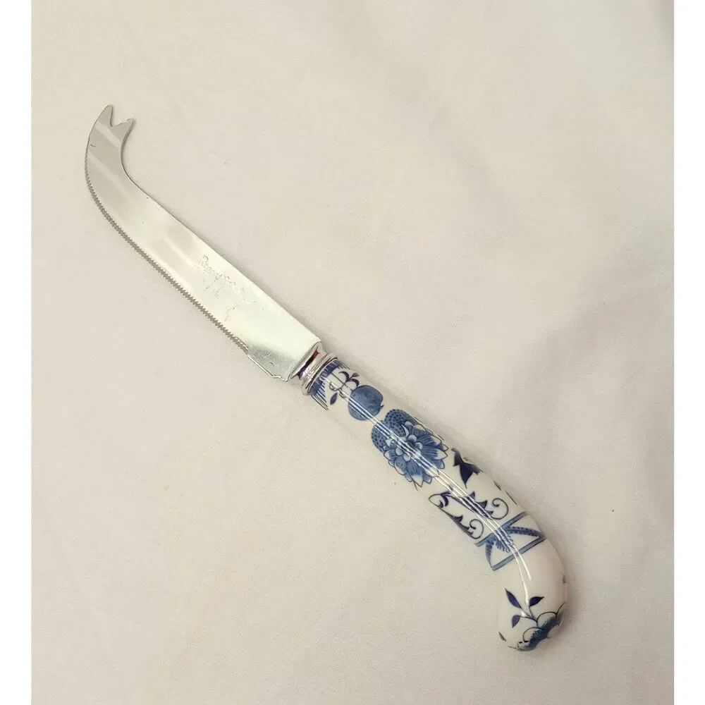 Regency Sheffield England porcelain, prill, blue onion cheese knife